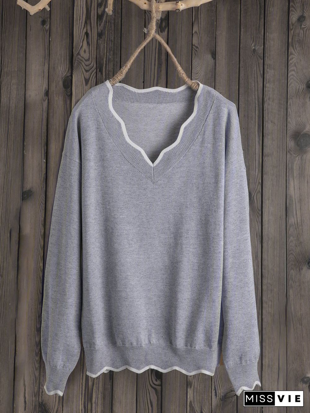 Plus Size Solid Loose Fit Women Pullover Wool Knit Sweaters
