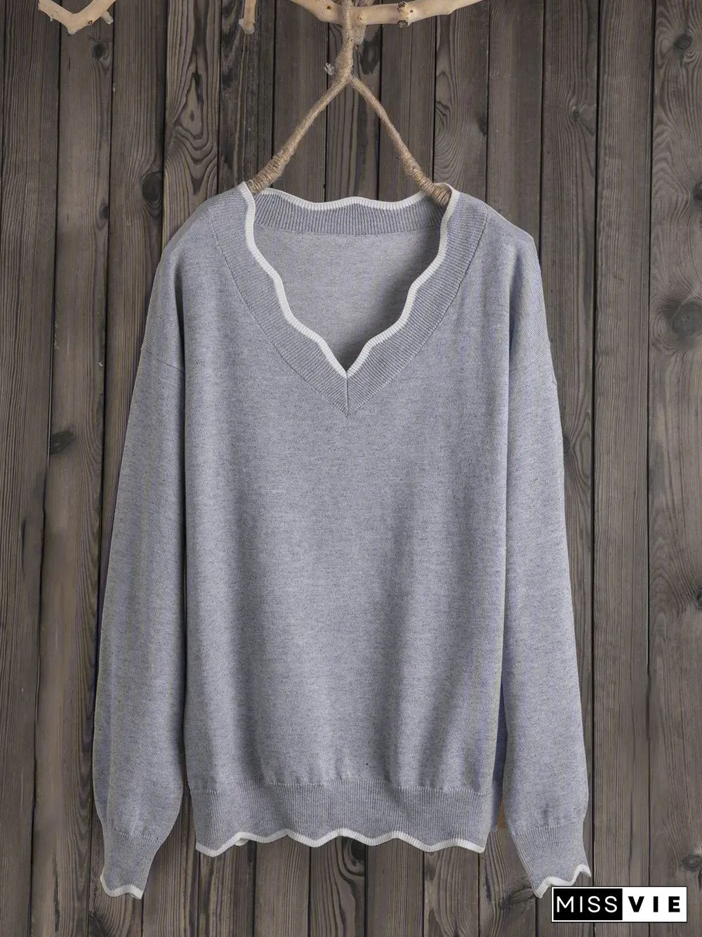 Plus Size Solid Loose Fit Women Pullover Wool Knit Sweaters