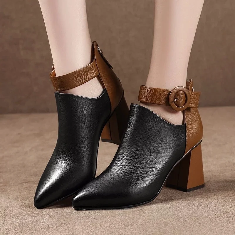 New Autumn Early Winter Shoes Women Boots Fashion Ladies High Heels Boots Pointed toe Woman Party Shoes Women Ankle Boots