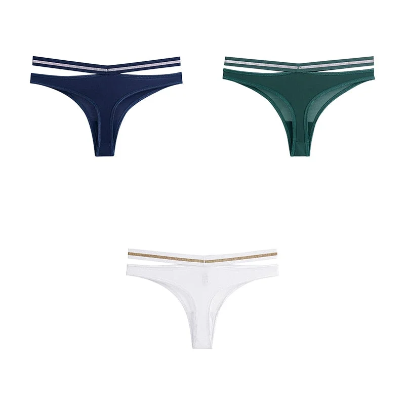 3pcs Seamless Underwear For Woman Sexy Thongs Women's Lingerie Bikini Sports Female Panties Ice Silk Woman Intimates BANNIROU