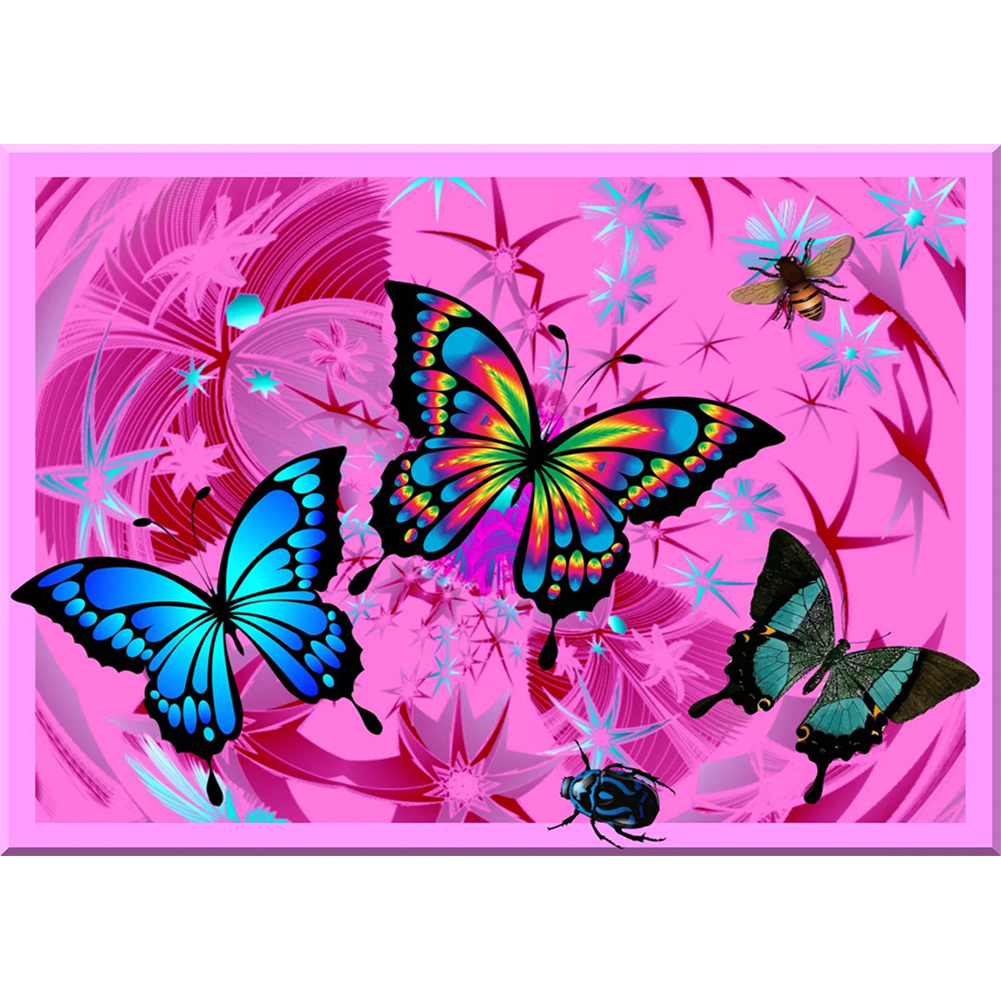 

40*30CM - Round Drill Diamond Painting - Colorful Butterfly, 501 Original