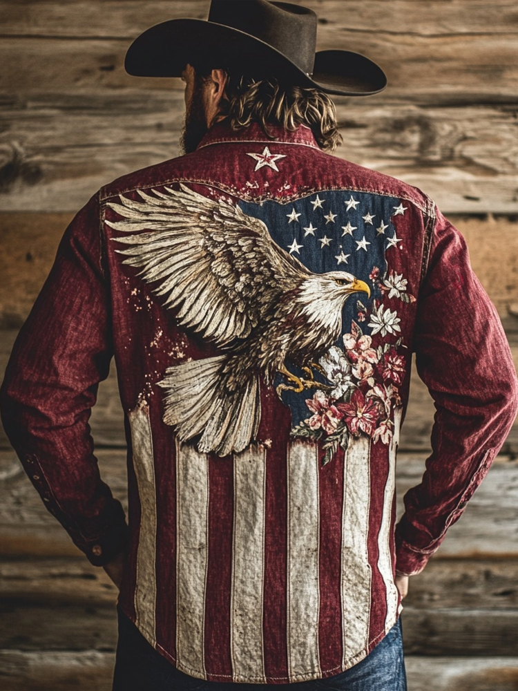  Independence Day Vintage Flag Eagle Inspired Linen Blouse Westsshops