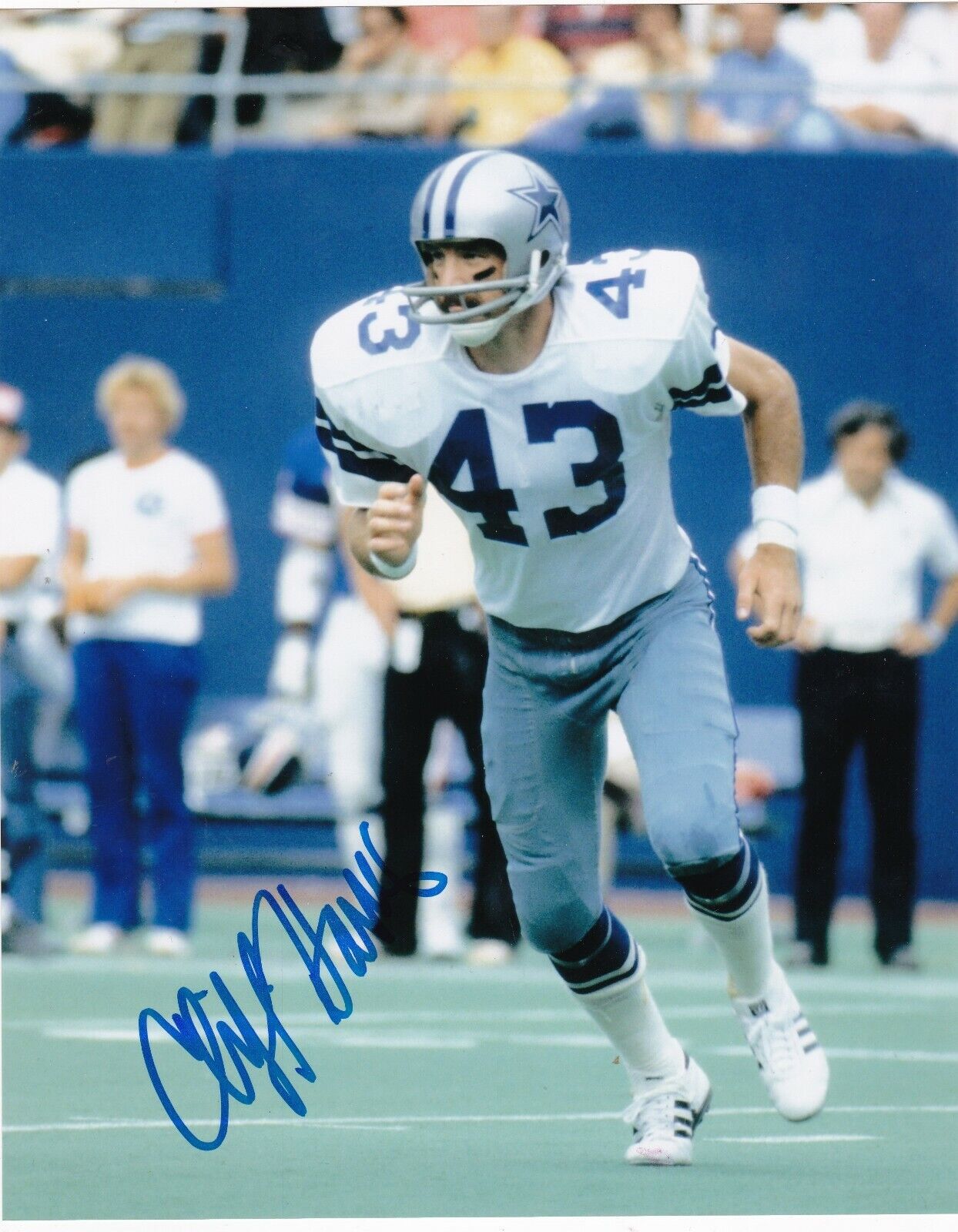 CLIFF HARRIS DALLAS COWBOYS ACTION SIGNED 8x10 Photo Poster painting