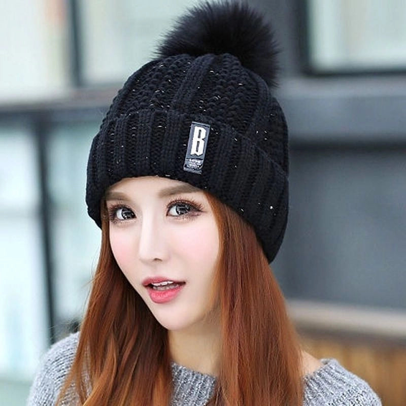 Winter Hat Women’s Korean-style Fleece-lined Thick Wool Hat Warm Scarf Mother Women’s Autumn And Winter Knitted Hat Winter