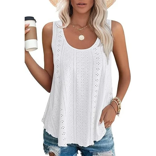 🏅#2025 Summer Best Sellers - Women's Embroidered Eyelet  Tank Tops👚🏆 