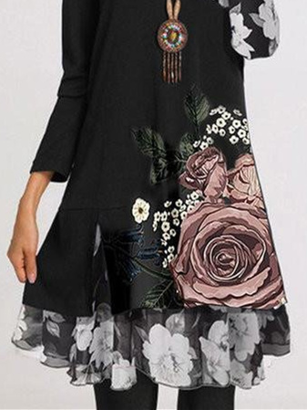 Women Half Sleeve V-neck Solid Color Dress