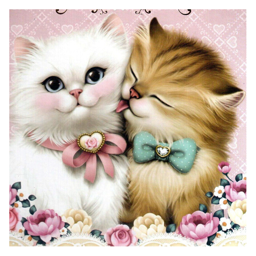 

40*40CM - Square Drill Diamond Painting - Flower Cats, 501 Original