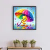Petit canard jaune avec parapluie arc-en-ciel-peinture diamant ronde-50*50cm
