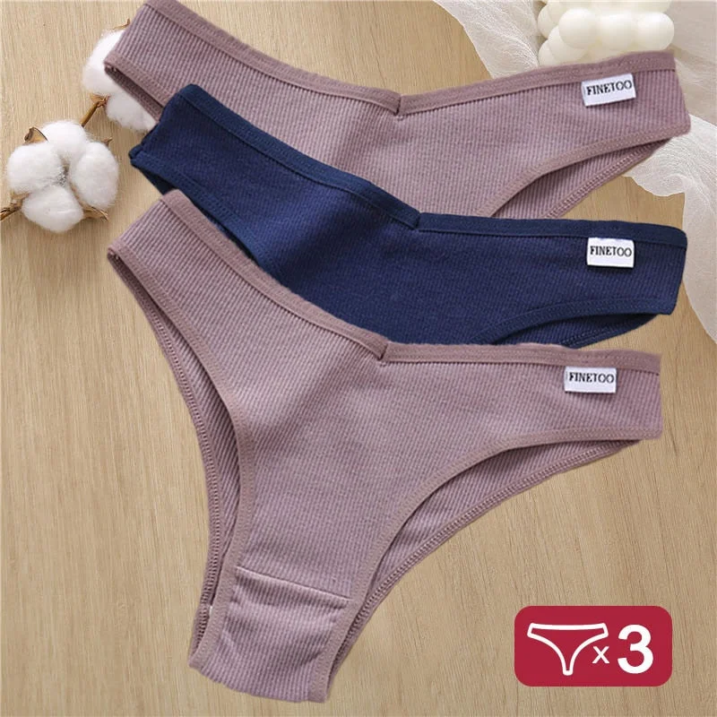 3PCS/Set Cotton Lingerie Panties Sexy Underwear Women Briefs Tangas Female Underpants Pantys Thong Panties Bikini Solid 6 Color