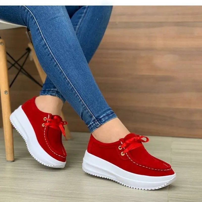Chunky Sneakers Women 2020 New Solid Color Thick Bottom Lace Up Walking Women's Shoes Female Breathable Non Slip Platform Shoes