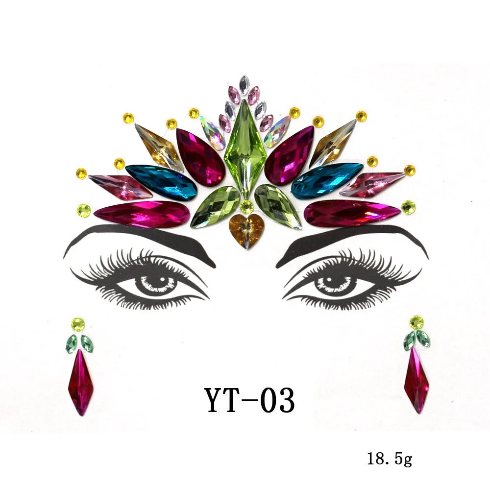 Sexy Style Rhinestone Acrylic Self-adhesive Jewelry Face Creative Tattoo Body Art Jewelry Masquerade Eyes Beauty Makeup Sticker