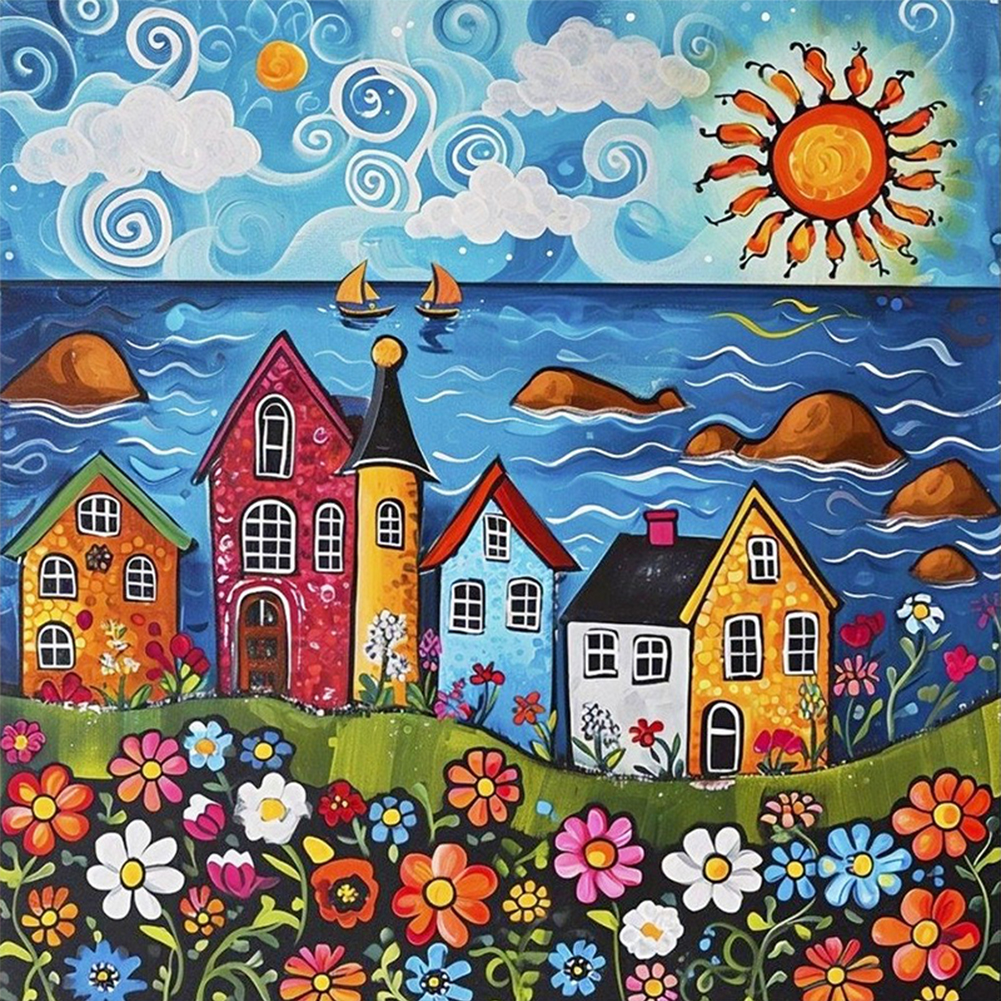 Cross Stitch 14CT Stamped Painted Hut (40*40cm)-Guru-buzz