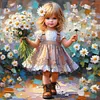 Peinture &agrave; l'huile Daisy Girl-Peinture Diamant Ronde Compl&egrave;te-40*40CM
