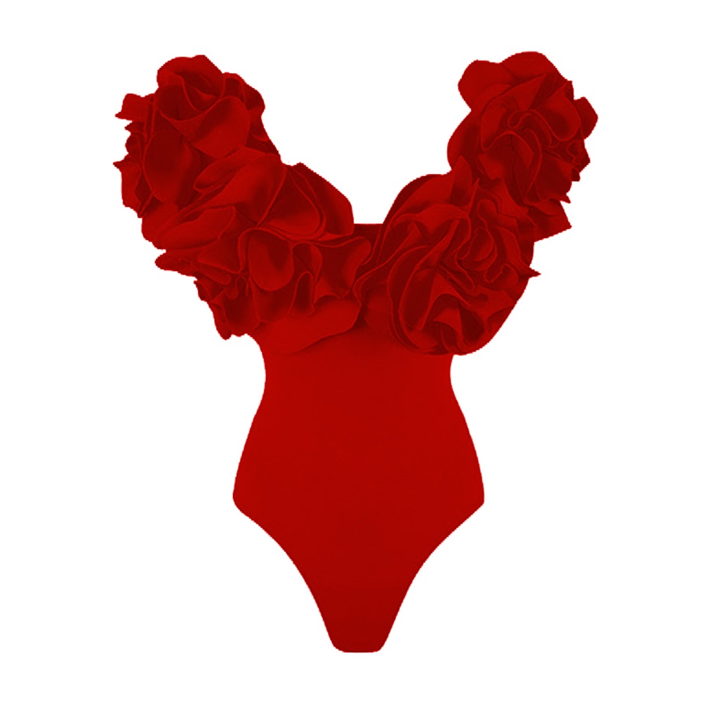Ballifyex 2025 2Pc High Quality Luxury Woman Swimsuit Flower Ruffle Solid Bathingsuit Push Up Swimwear Off Shoulder Summer Suits Beachwear