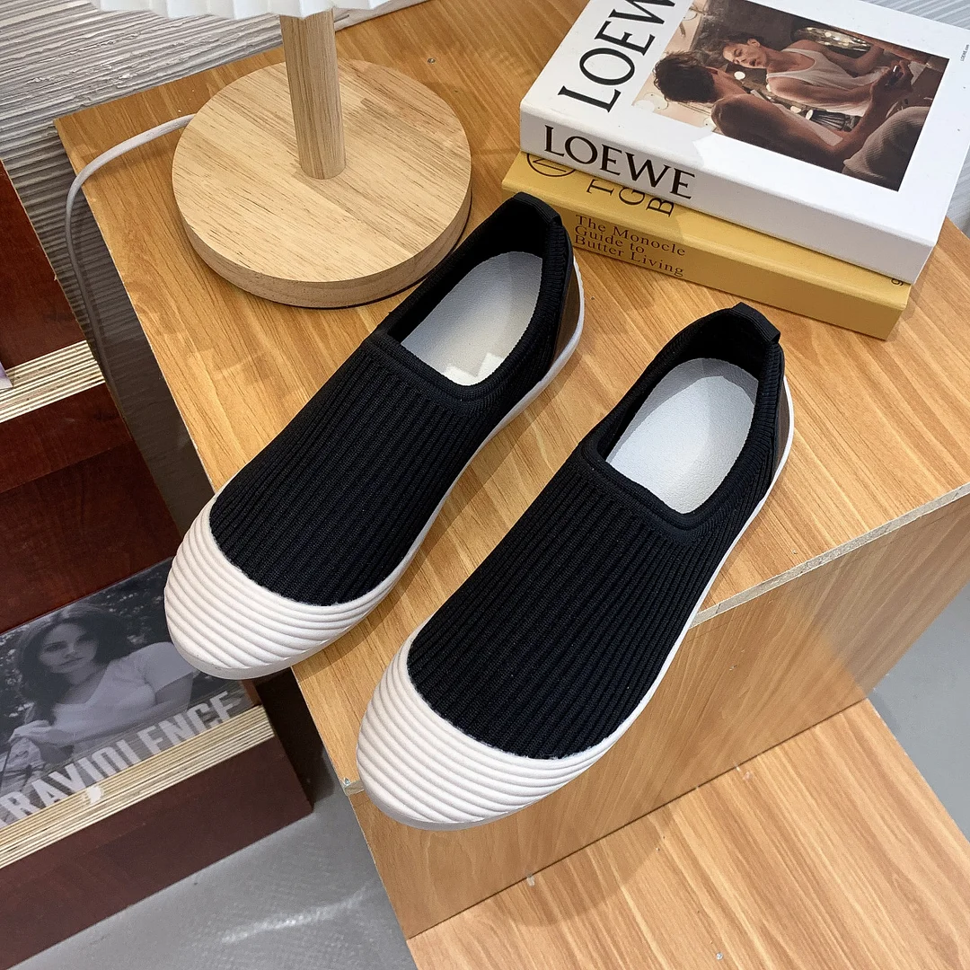Tanguoant Tanguoant Foot Pedal Lazy Shoes Female Spring And Summer New Korean Version Of Flying Woven Single Shoes Comfortable Flat Casual Women's Shoes