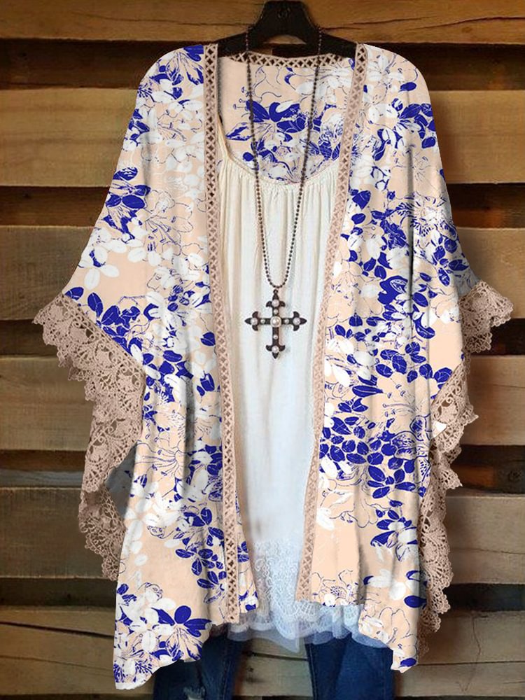 Oversized Casual Printed Kimono P178353267