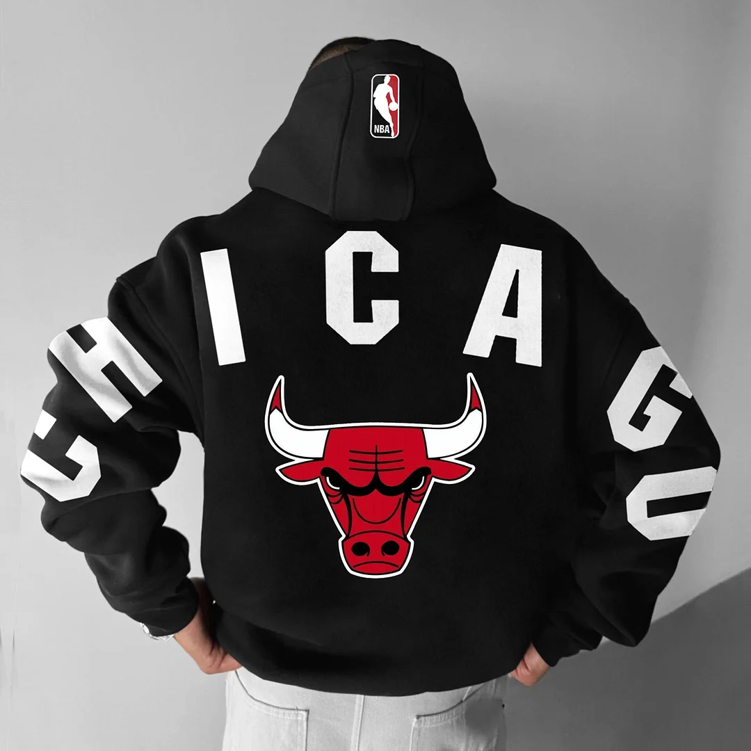 Oversized Street Style Basketball Print Hoodie Chicago Chicago Basketball Print Hoodie