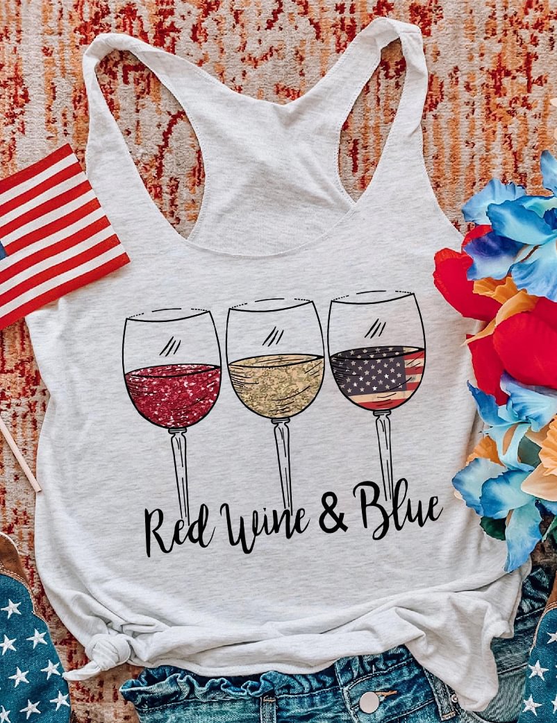 Red Wine & Blue 4th of July Tank