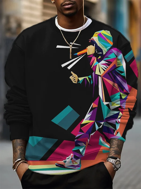 Men's RAP Colorful Pop Singer Art Print Casual Sweatshirt