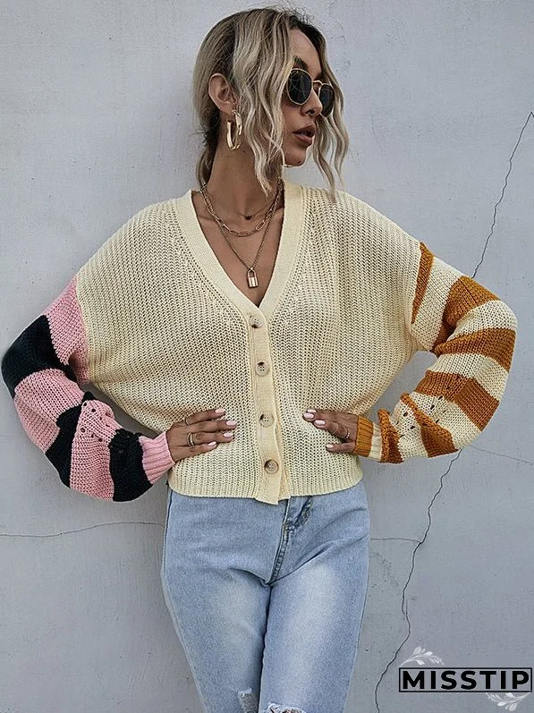 Striped Knit Cardigan Sweater