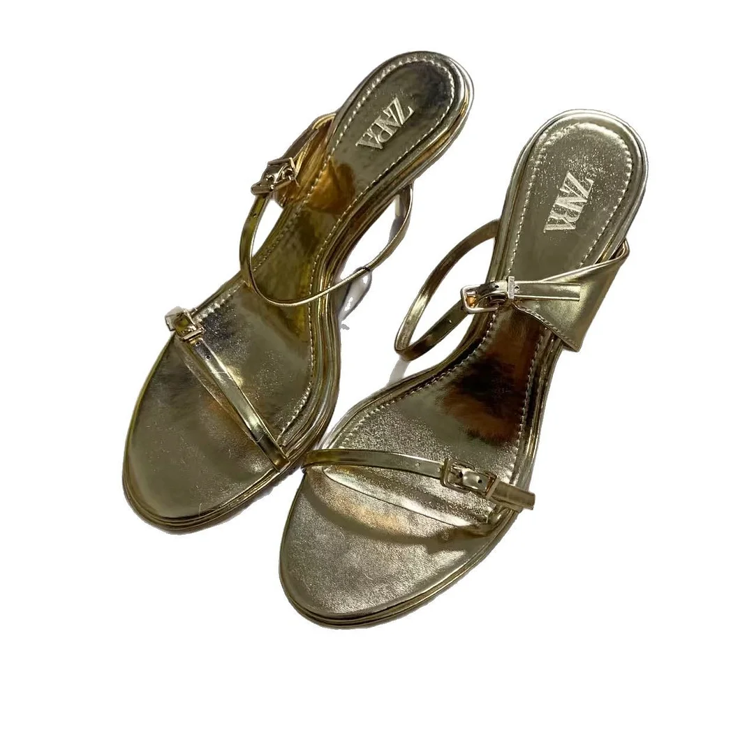 Breakj Breakj 2025 Spring New Buckle With Stylish Metal Fine High Heels Golden Dew Temperament Sexy Shoes