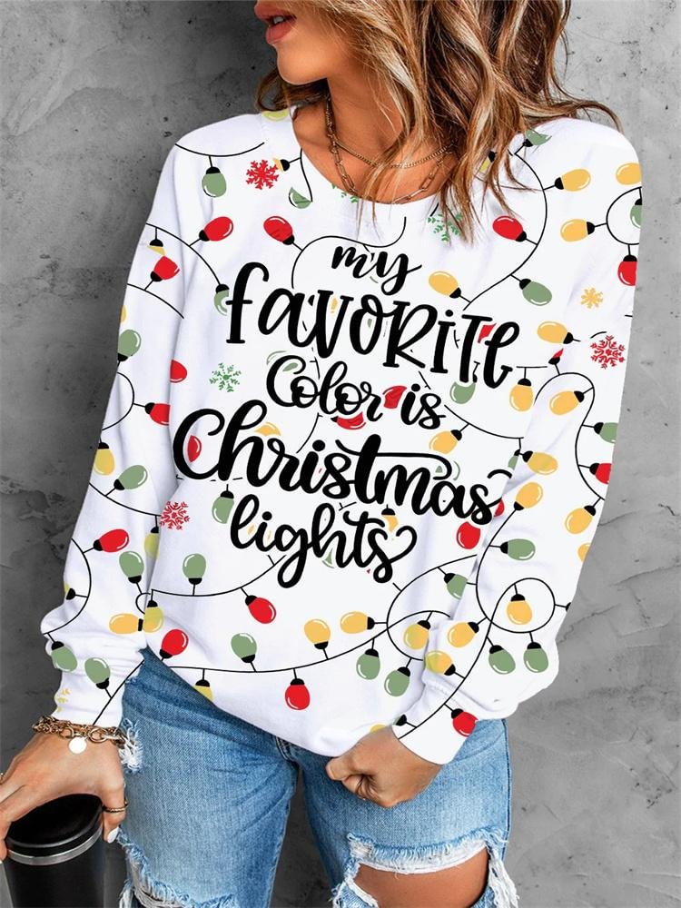 Christmas Letter Round Neck Shift Casual Sweatshirt