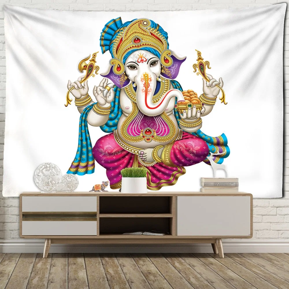 Colorful Pearl Elephant Tapestry 3D Mosaic Style Hippie Boho Wall Tapestries Mandala Fabric  Mat Living Room Decor