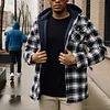 Autumn and Winter Thick Cotton-padded Plaid Long-sleeved Loose Hooded Men's Jacket