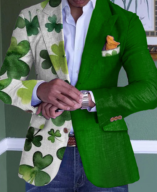Floral Print Patchwork Lapel Collar Blazer