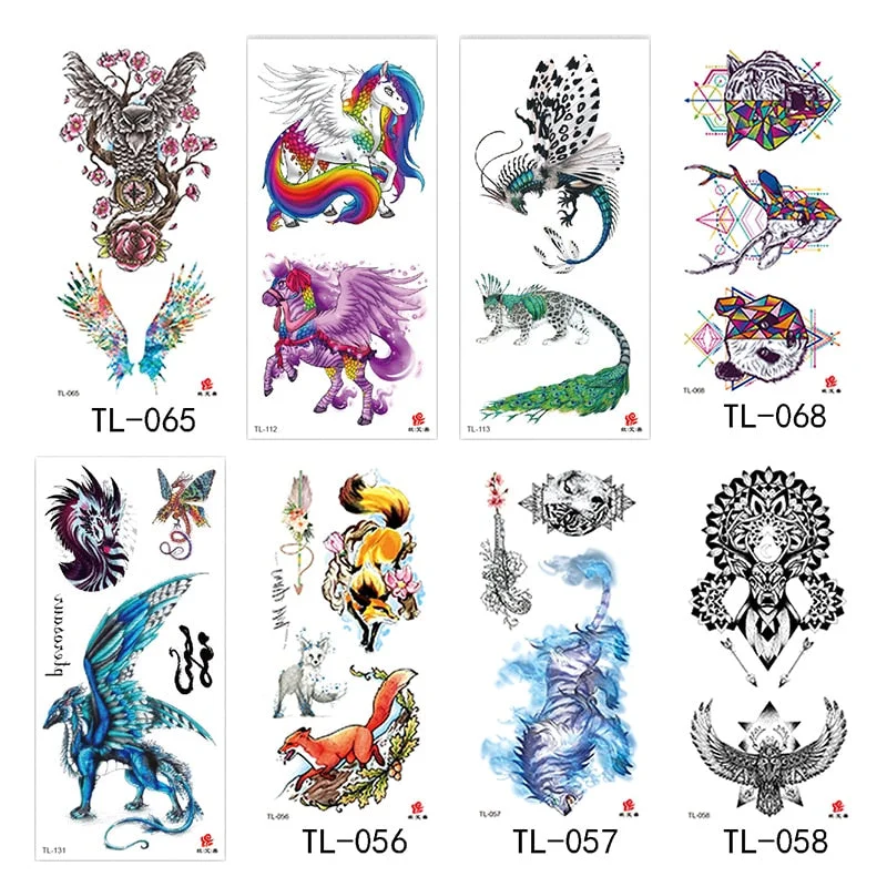 Flower arm waterproof tattoo stickers half arm painted animal durable waterproof European and American temporary tattoo stickers