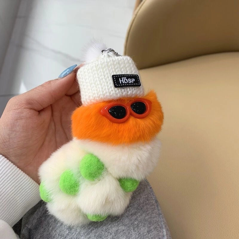 Cute Caterpillar Plush Unisex Bag Pendant Keychain