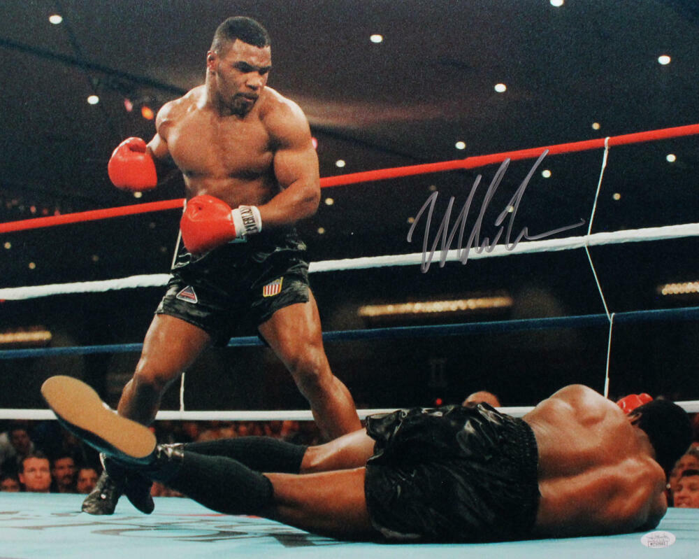 Mike Tyson Autographed 16x20 Standing Over Photo Poster painting- JSA W Auth *Silver