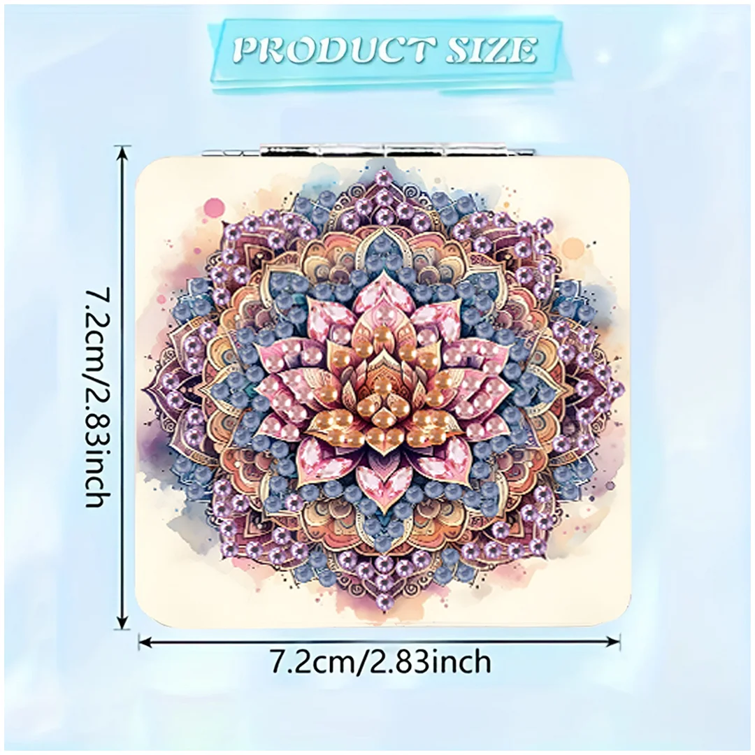 Mandala DIY Special Shaped Diamond Painting Compact Mirror Kits Diamond Art Painting Pocket Mirror for Adults and Beginners