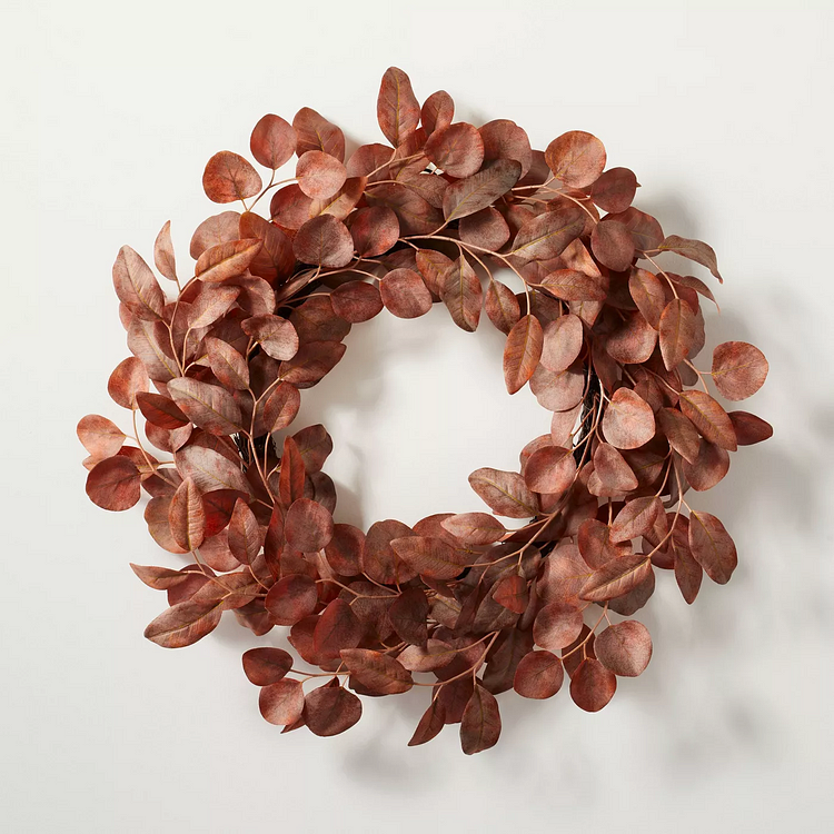 Faux Rusted Eucalyptus Wreath Fall Wreath For Front Door | AvasHome