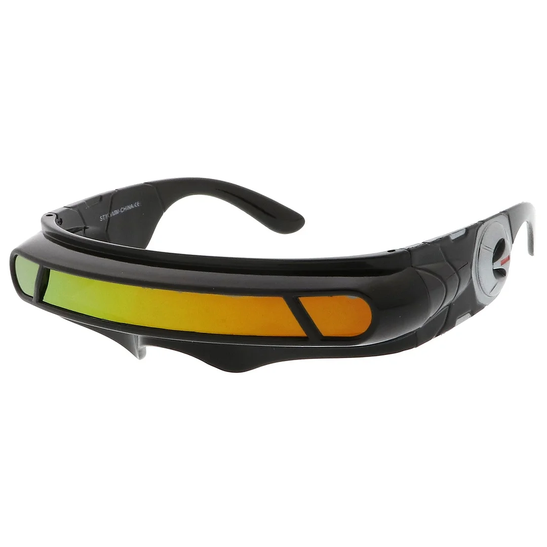 Futuristic Cyclops Shield Colored Mirror Mono Lens Wrap glasses 147mm