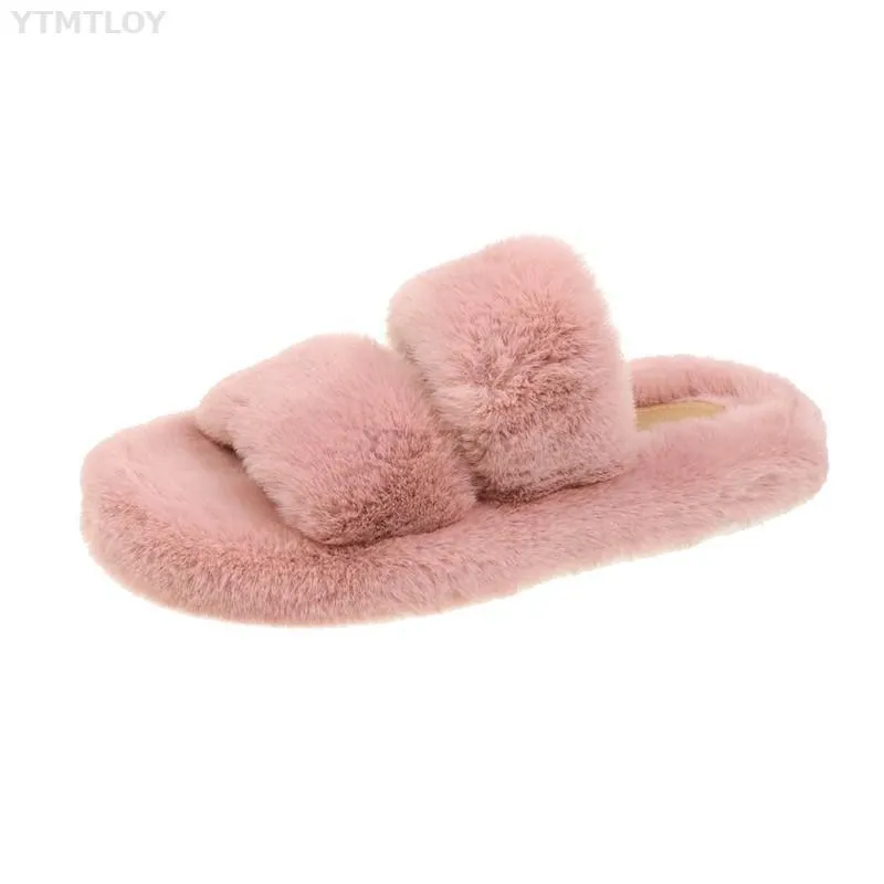 Fur Shoes Flock Womens Slippers Fashion Plush Flat 2022 Luxury Rubber Basic Ytmtloy Winter Indoor Flat With Zapatillas Mujer