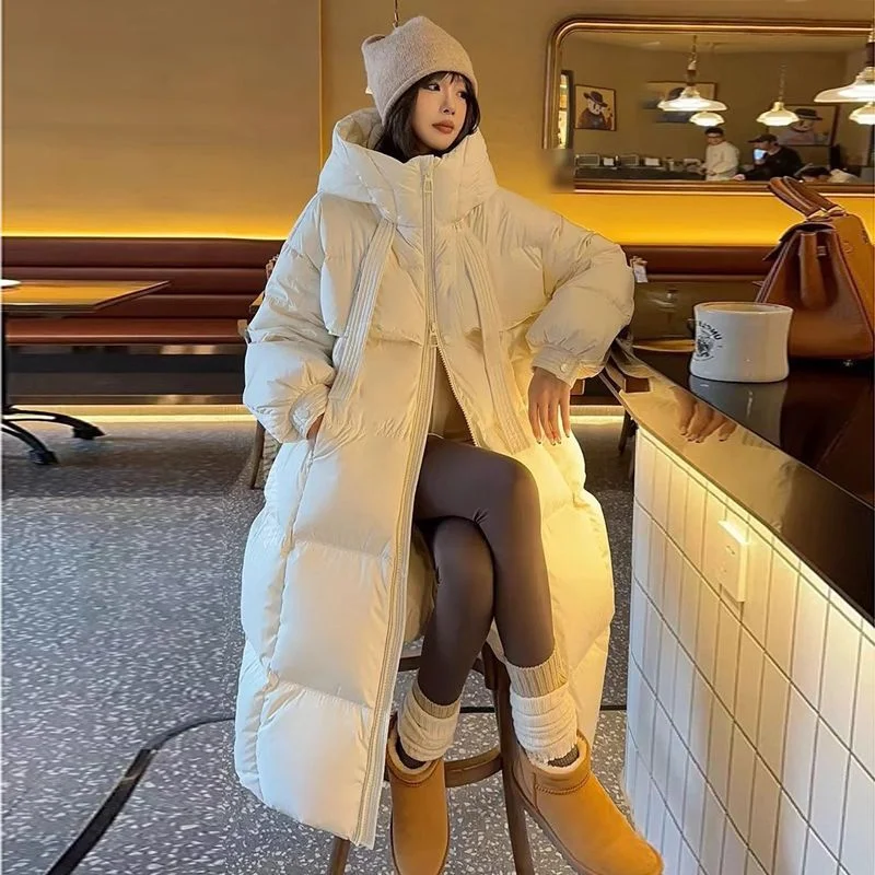 Toloer 2024 New Thickened Down Cotton-Padded Jacket Female Long Over-Knee Cotton Coat Korean Version Loose Bread Coat Winter Cotton-Padded Jacket Coat-Outfit Ideas