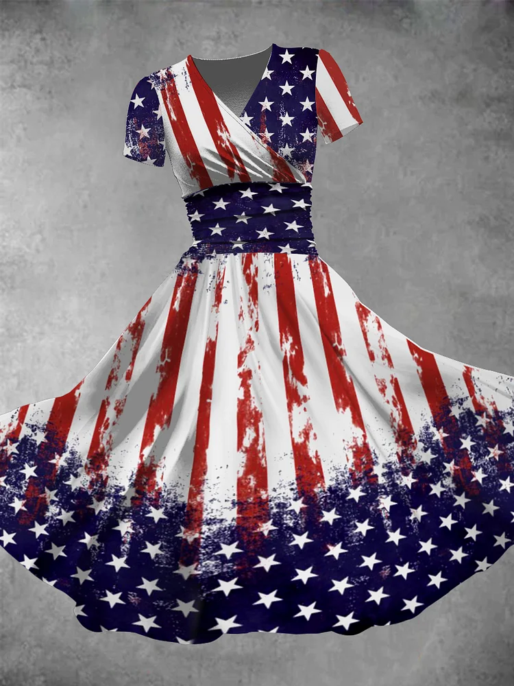 Women's Independence Day American Flag Print Dress
