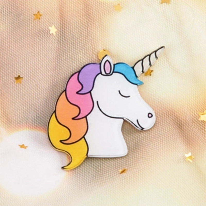 Cute Pin Rainbow Moon Unicorn Arylic Girl’S Brooches