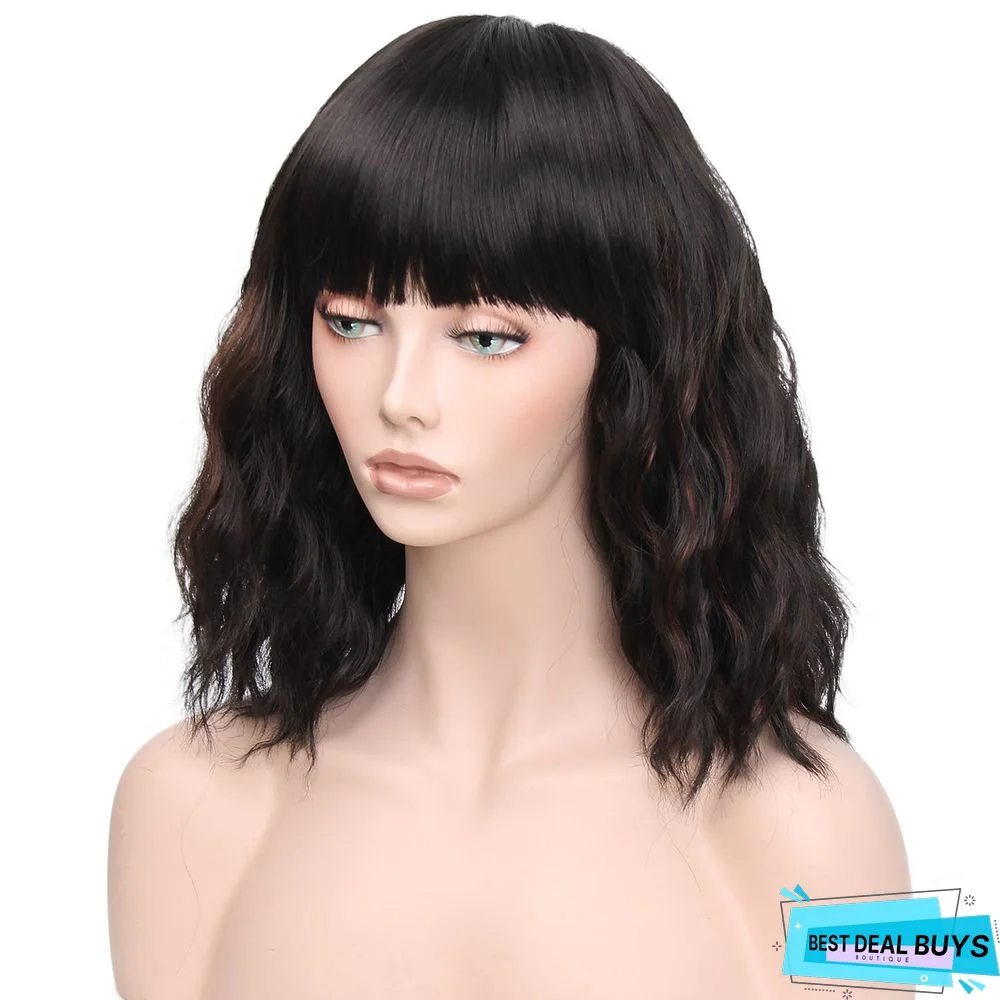 Short Curly Wig Female Chemical Fiber Wig Water Corrugated Wig Head Cover