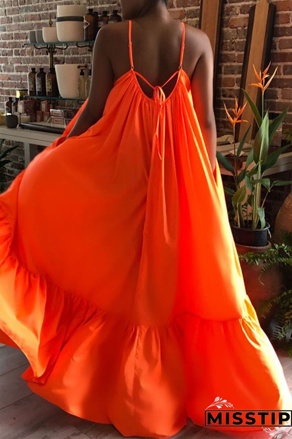 Pink Sexy Casual Solid Backless Spaghetti Strap Loose Sling Dress