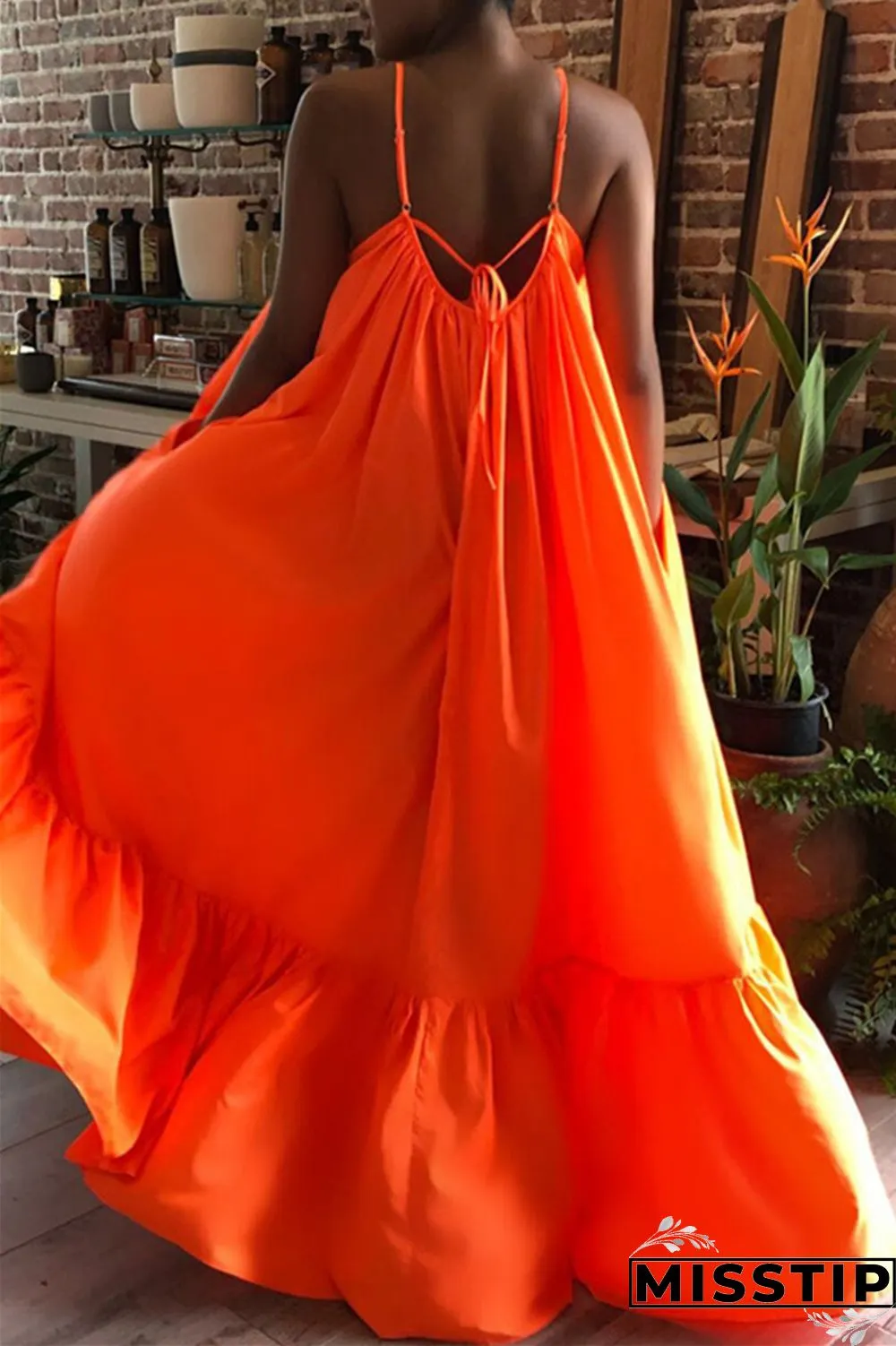 Pink Sexy Casual Solid Backless Spaghetti Strap Loose Sling Dress