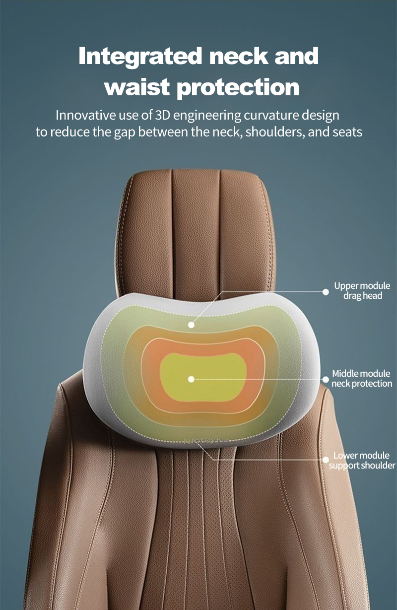 Tegooe Ergonomic Car Seat Memory Foam Neck Pillow Headrest and Lumbar Support Cushion Set