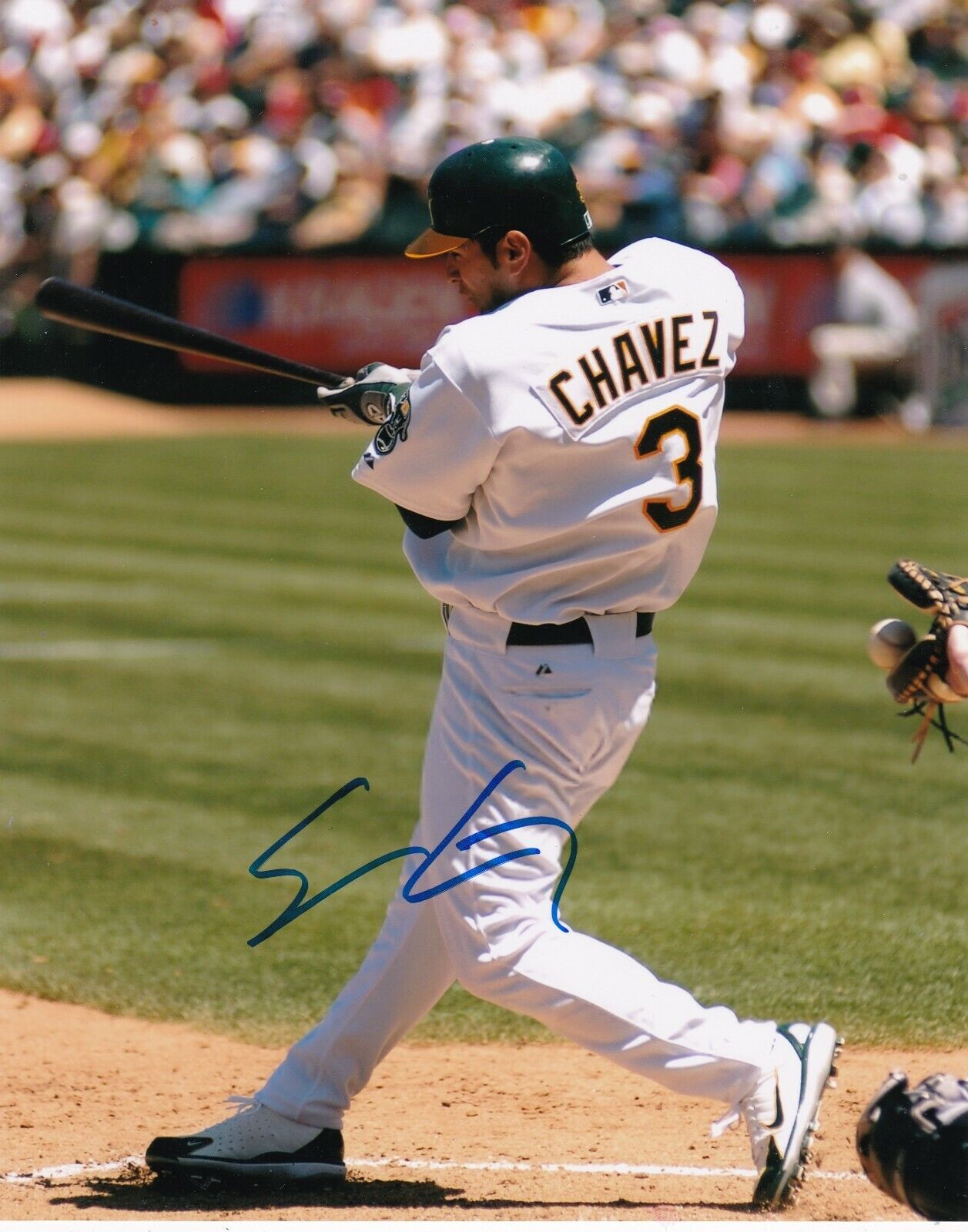 ERIC CHAVEZ OAKLAND A'S ACTION SIGNED 8x10