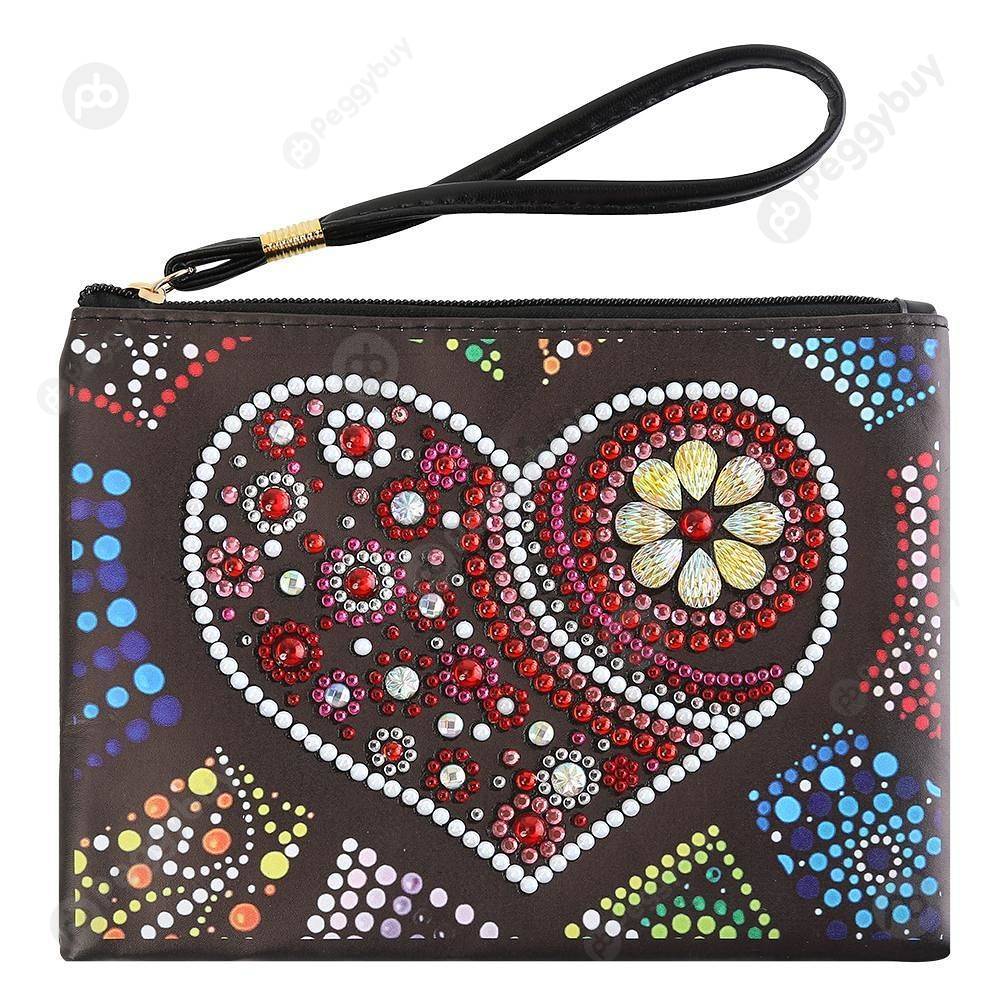 

Heart-DIY Creative Diamond Wristlet Bag, 501 Original