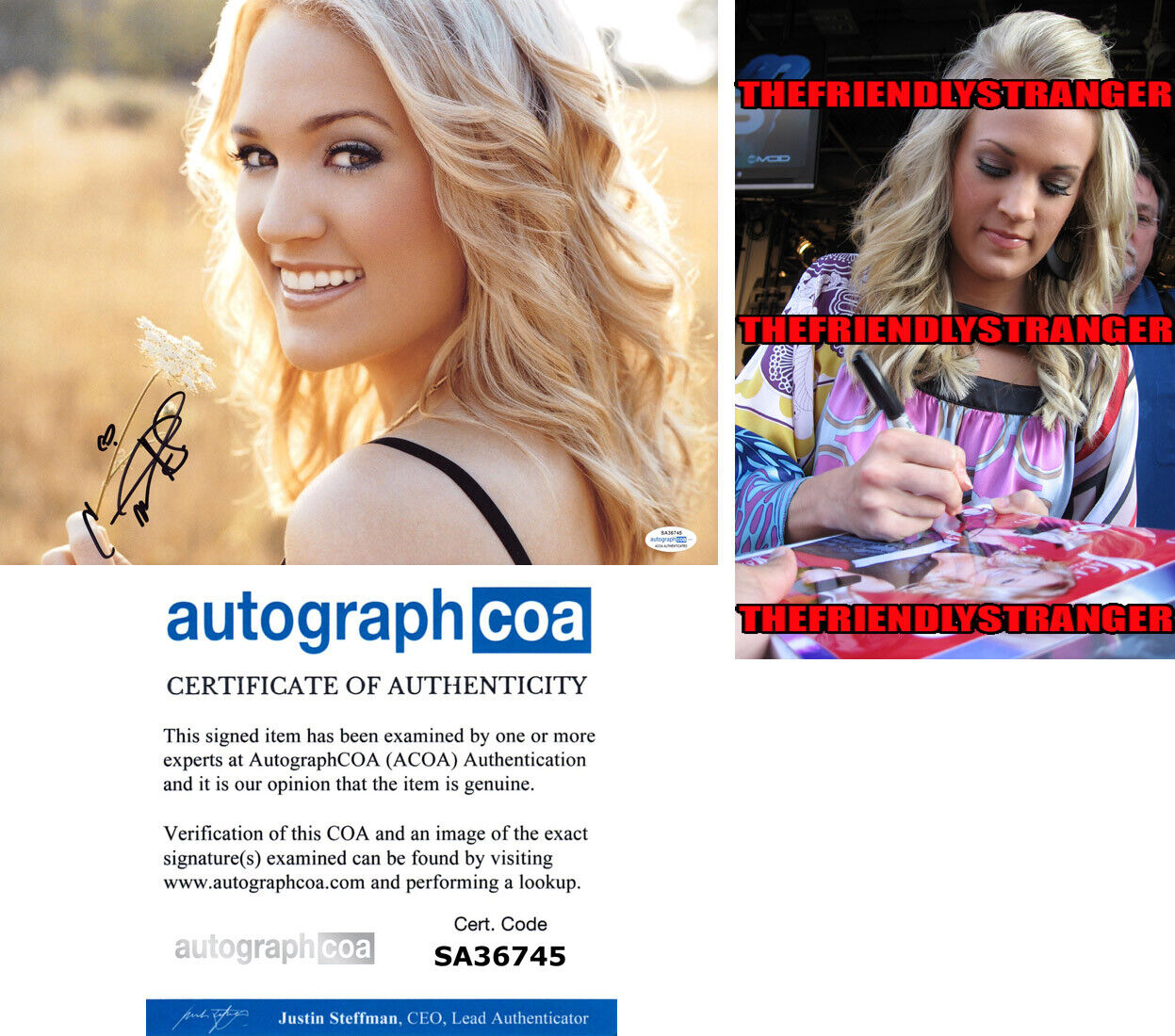 Rare CARRIE UNDERWOOD signed Autographed 11X14 Photo Poster painting - PROOF - SEXY Hot ACOA COA