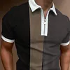 Gioiacombo&trade; POLO da uomo a maniche corte a righe tricolore con revers