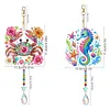 2pcs Crab and Seahorse DIY Acrylic Diamond Painting Wind Chime for Adult 5D Diamond Painting Suncatcher with Crystal Pendant Double Sided Hanging Diamonds Art Paint Ornament Gift for Home