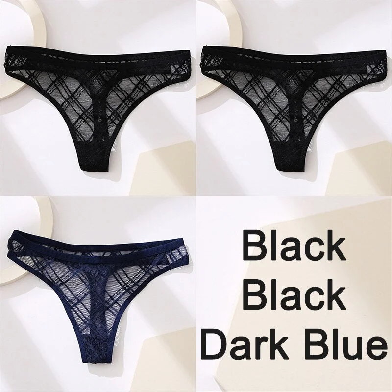 Sexy Lingerie Lace Panties Women Underwear G-String Perspective Thong Pantys Mesh Low Waist Female Briefs Intimate Underpants