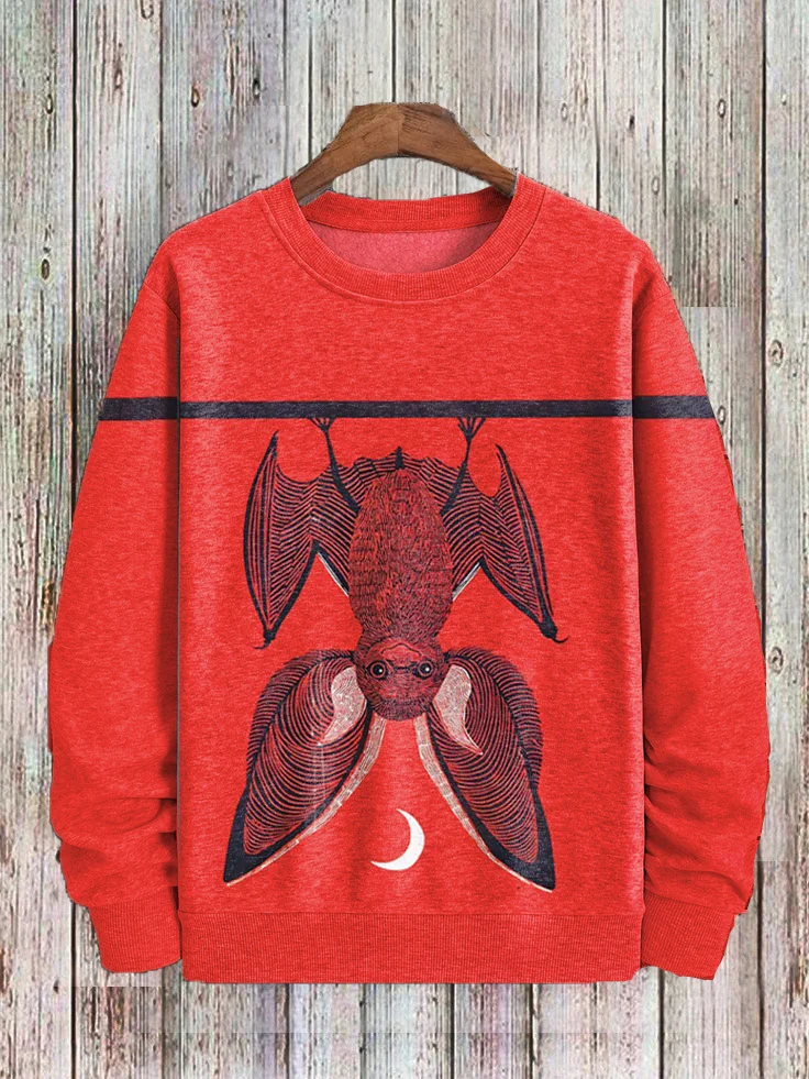 Men's Halloween Bat Fun Art Print Casual Sweatshirt